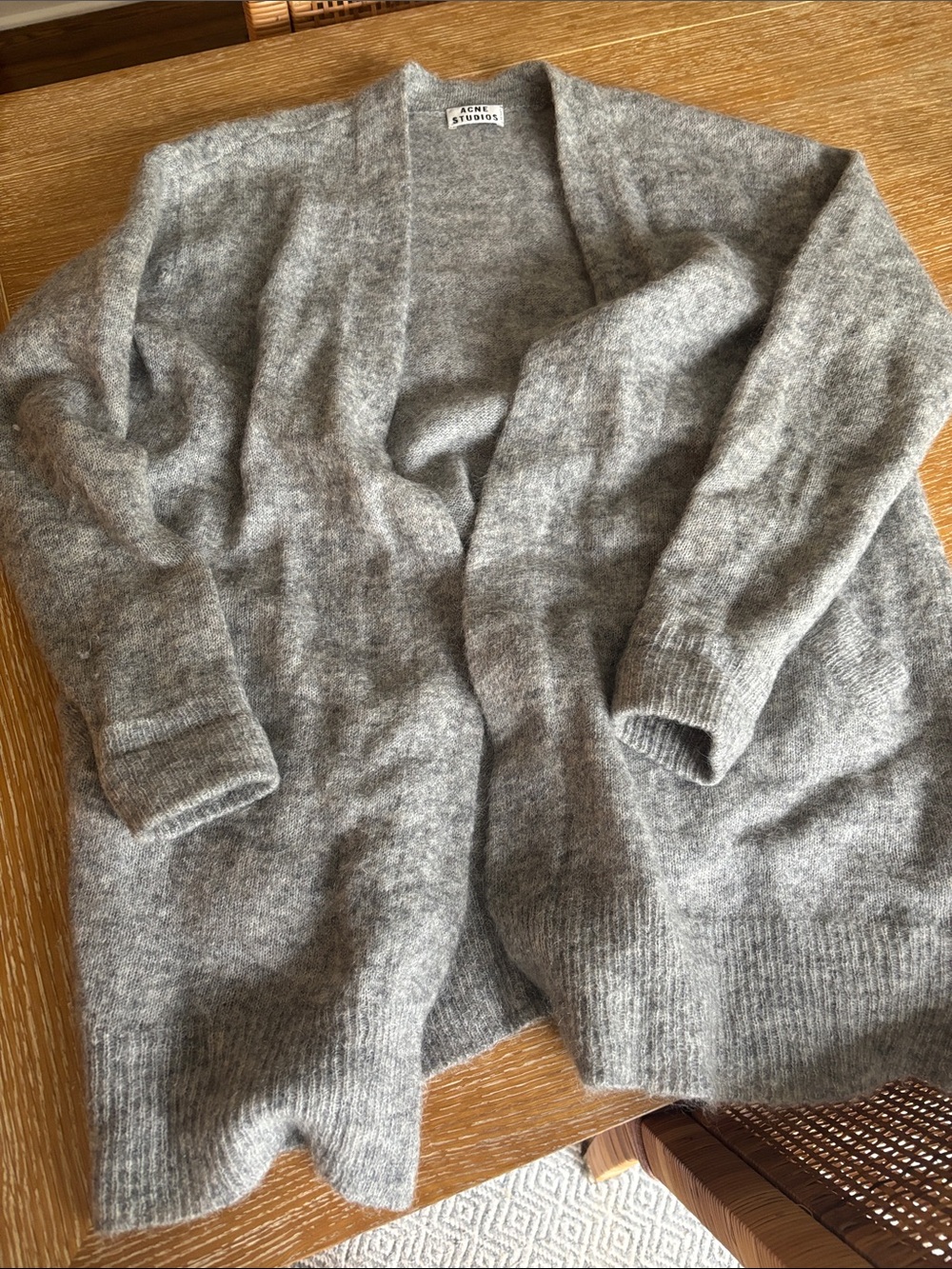 Acne Gray Open Mohair Blend Cardigan